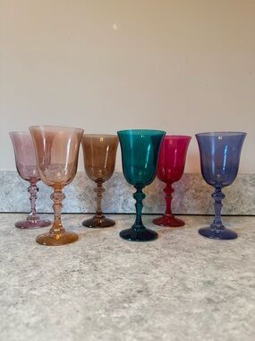 Estelle Colored Glassware - Set of 6 Goblets